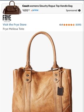 Frye Caramel Tan Leather Tote with Double Handles
